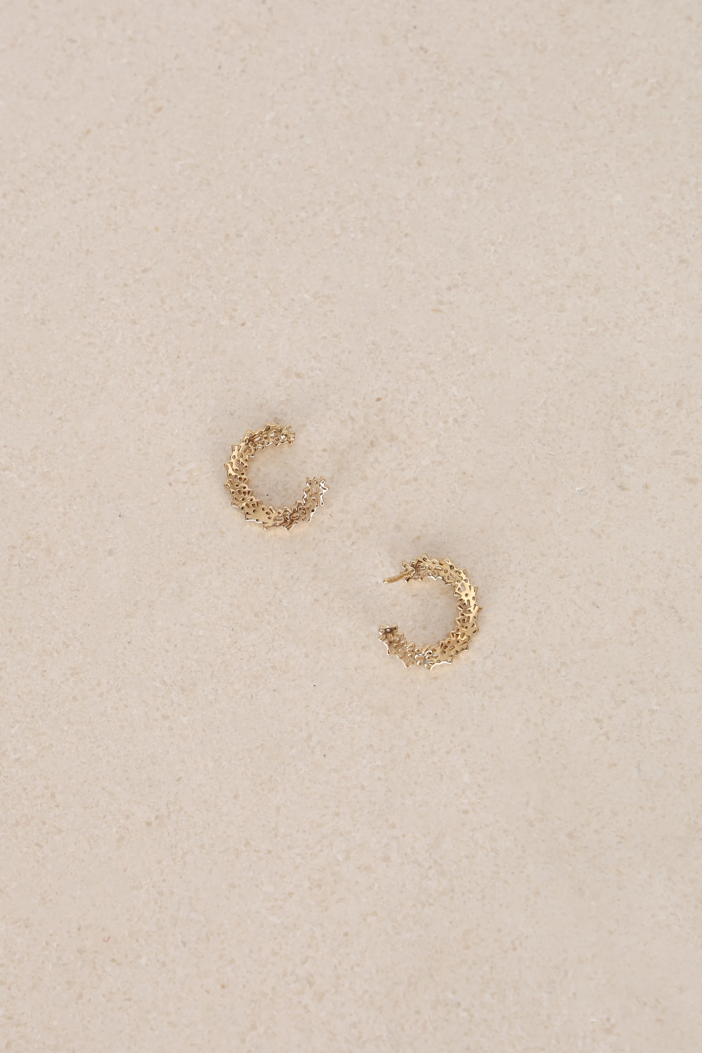 14K Yellow Gold and Diamond Spiral Hoop Earrings - Image 9