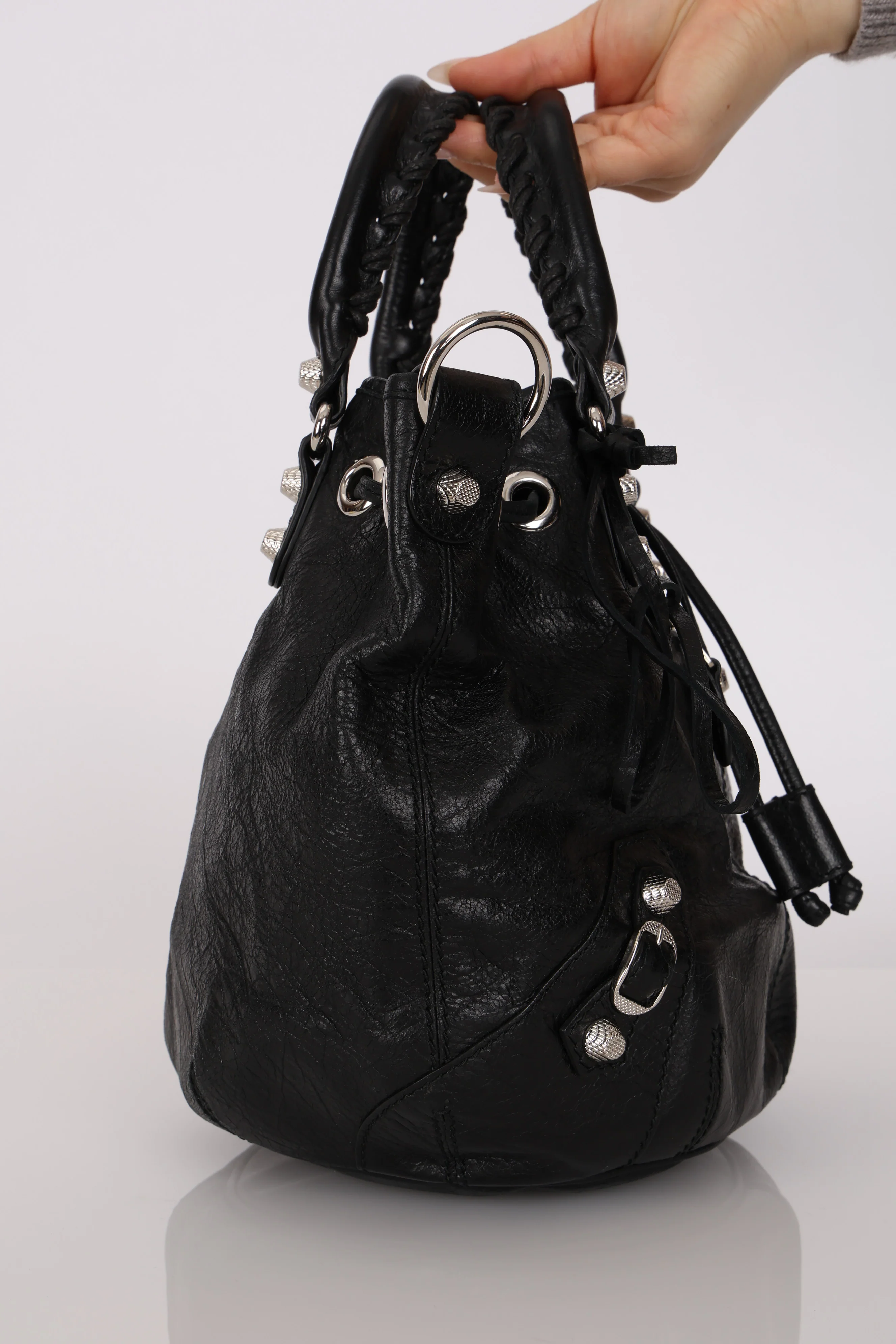 Balenciaga 2013 Black Arena Giant 12 Pompom Small Bucket Bag - Image 12