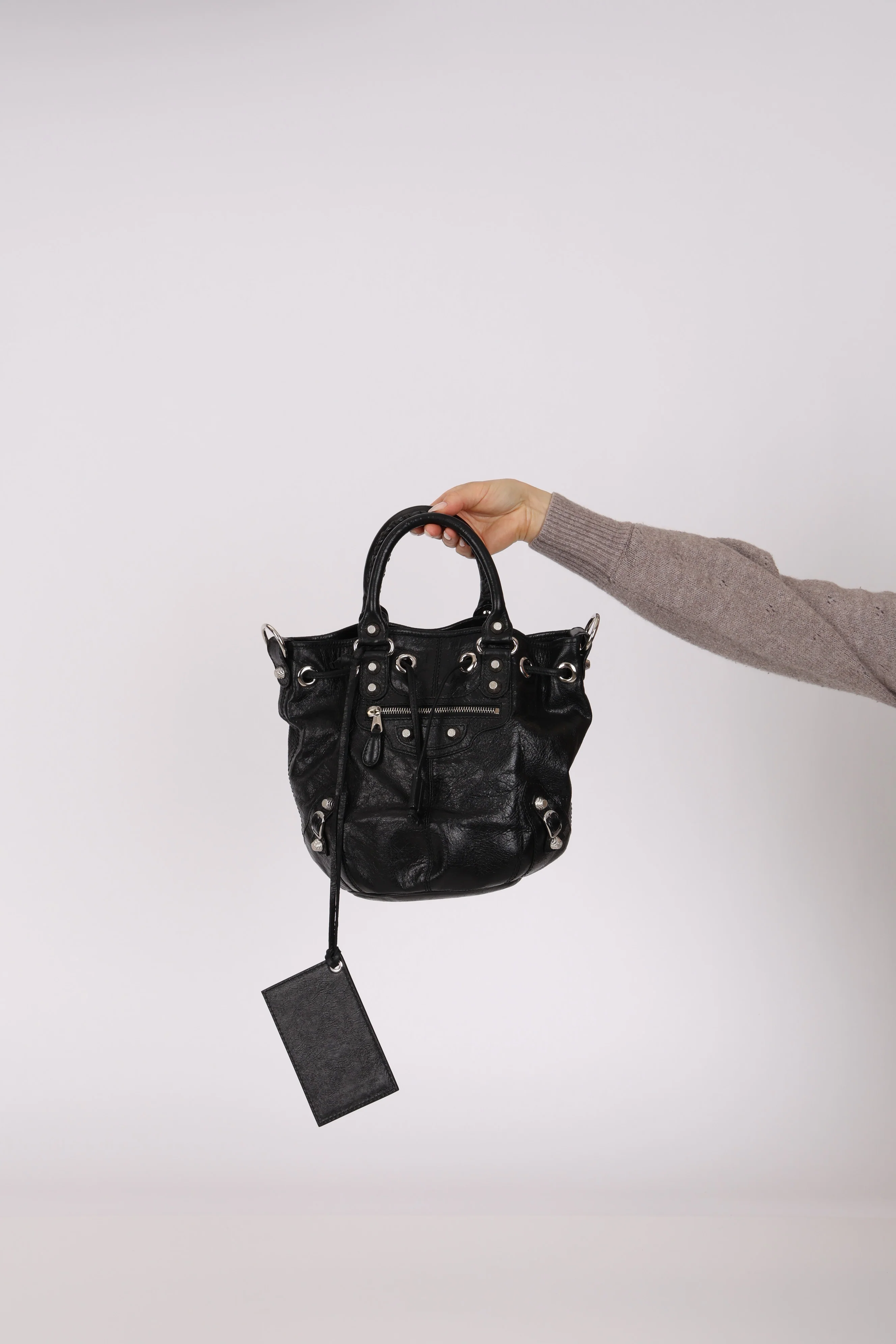 Balenciaga 2013 Black Arena Giant 12 Pompom Small Bucket Bag - Image 4