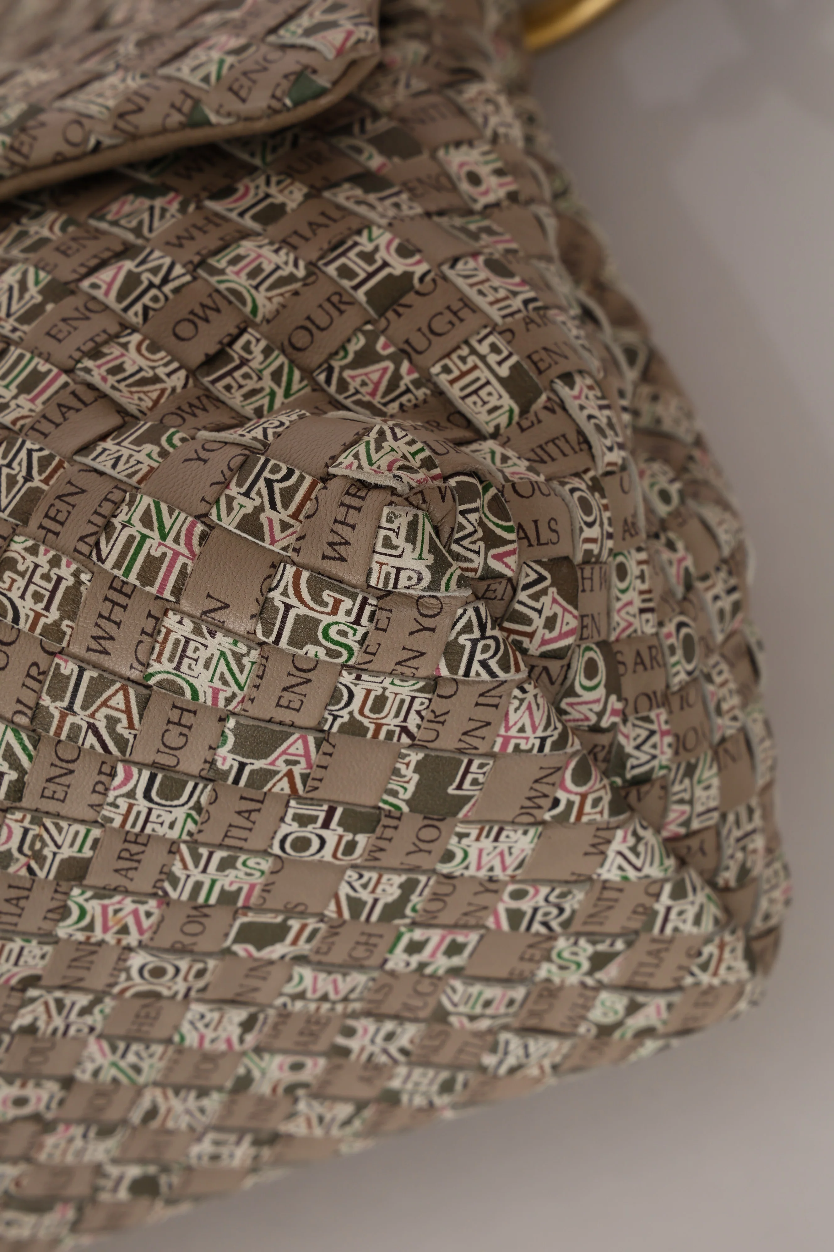 Rare Bottega Veneta 2008 Ayers Newspaper Script Intrecciato Shoulder Bag - Image 11