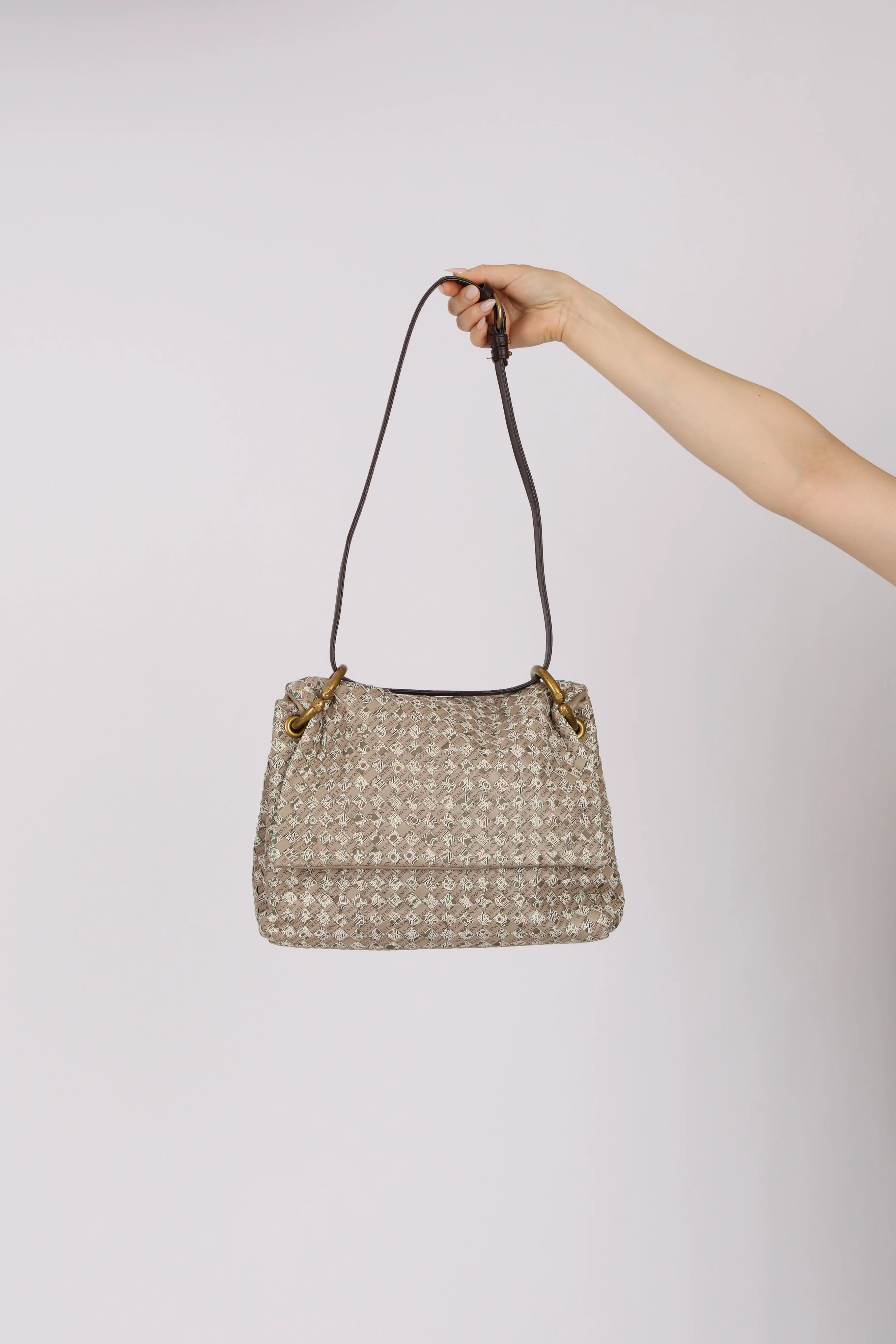 Rare Bottega Veneta 2008 Ayers Newspaper Script Intrecciato Shoulder Bag - Image 3