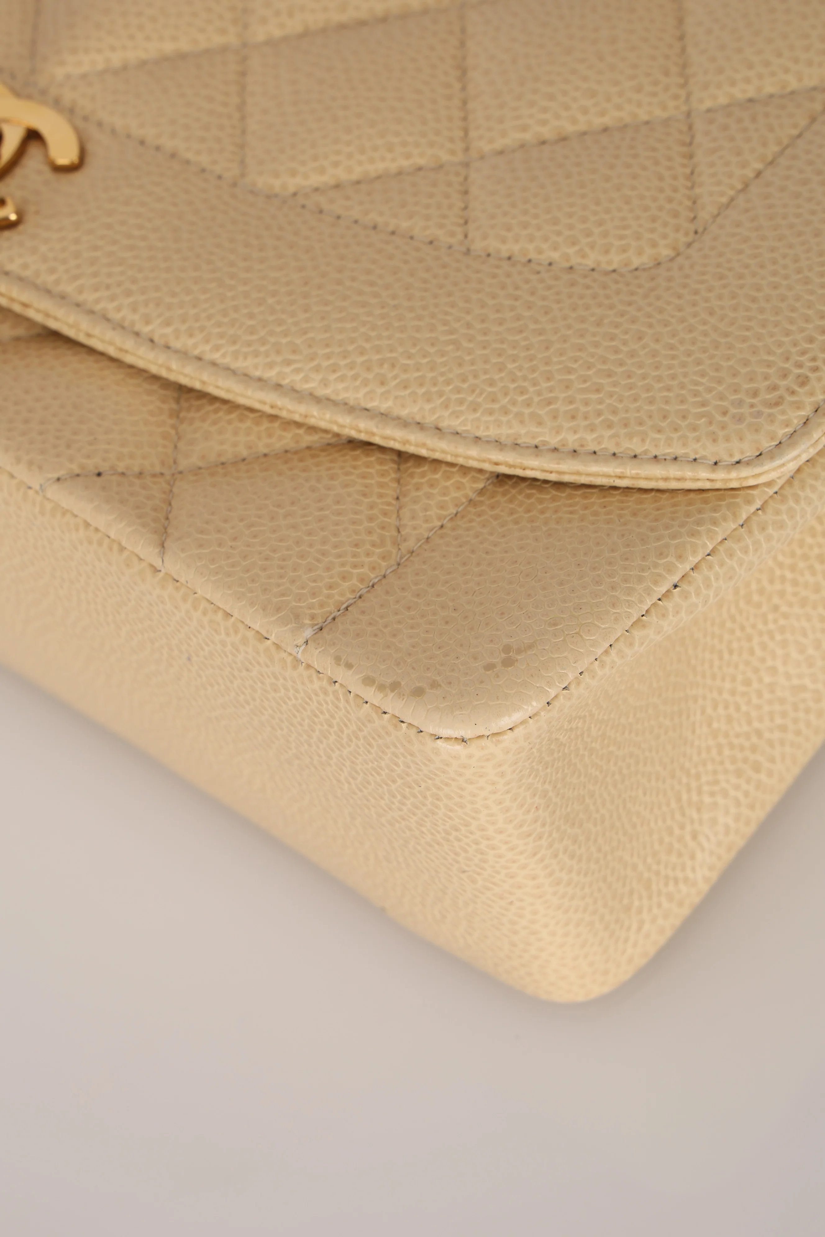 Rare Chanel 1993 Vanilla Caviar Medium Diana Flap 24K GP - Image 12
