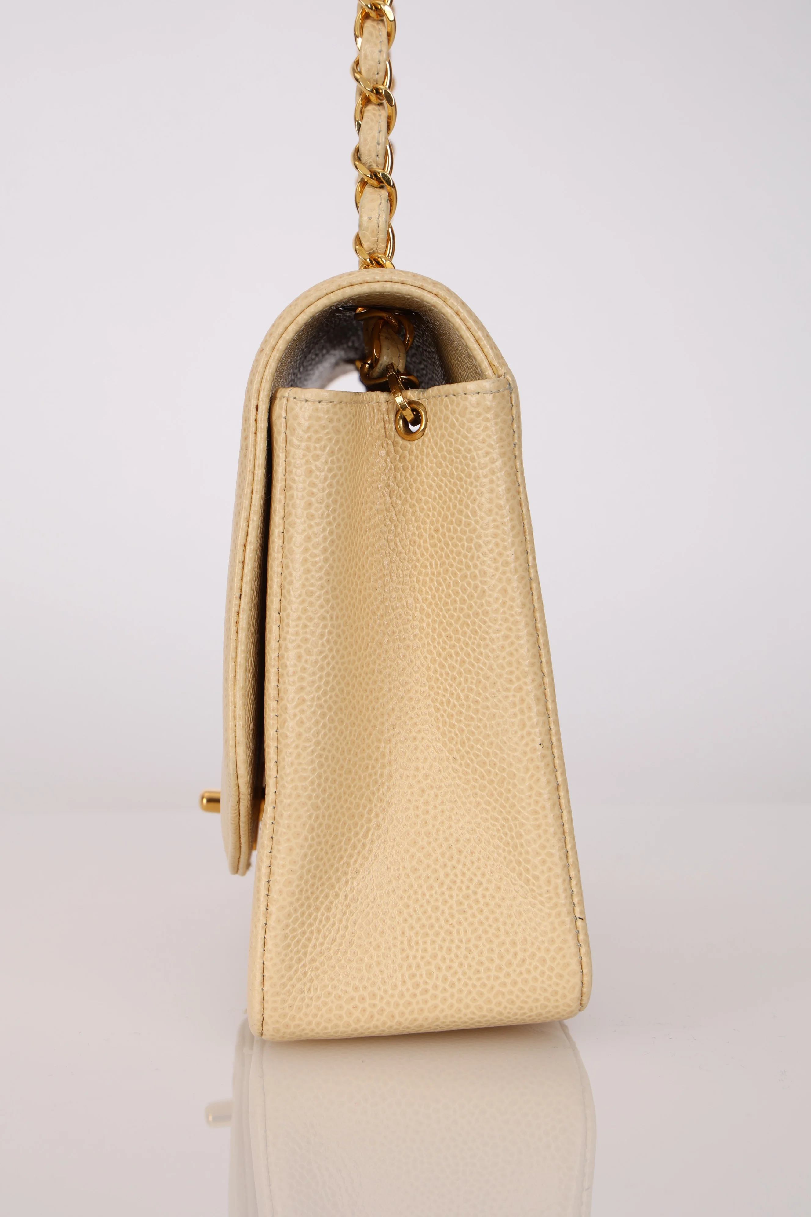 Rare Chanel 1993 Vanilla Caviar Medium Diana Flap 24K GP - Image 7