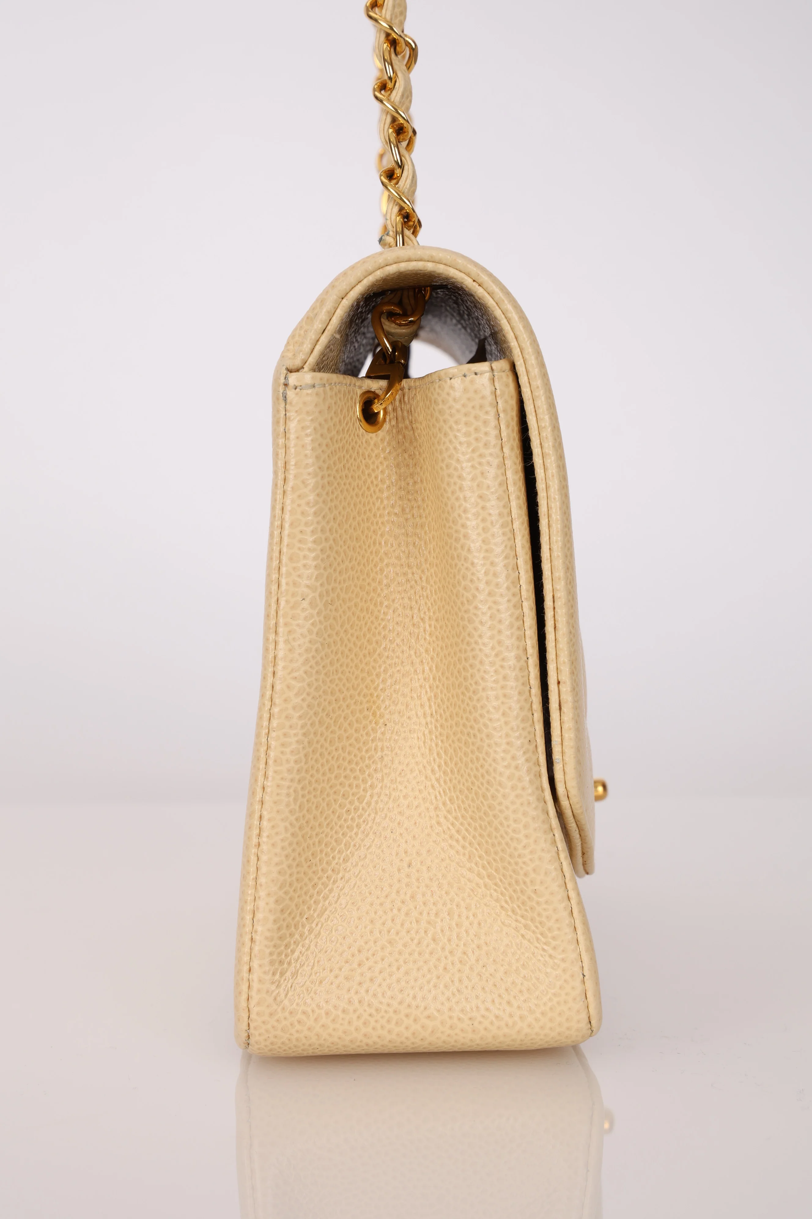 Rare Chanel 1993 Vanilla Caviar Medium Diana Flap 24K GP - Image 9