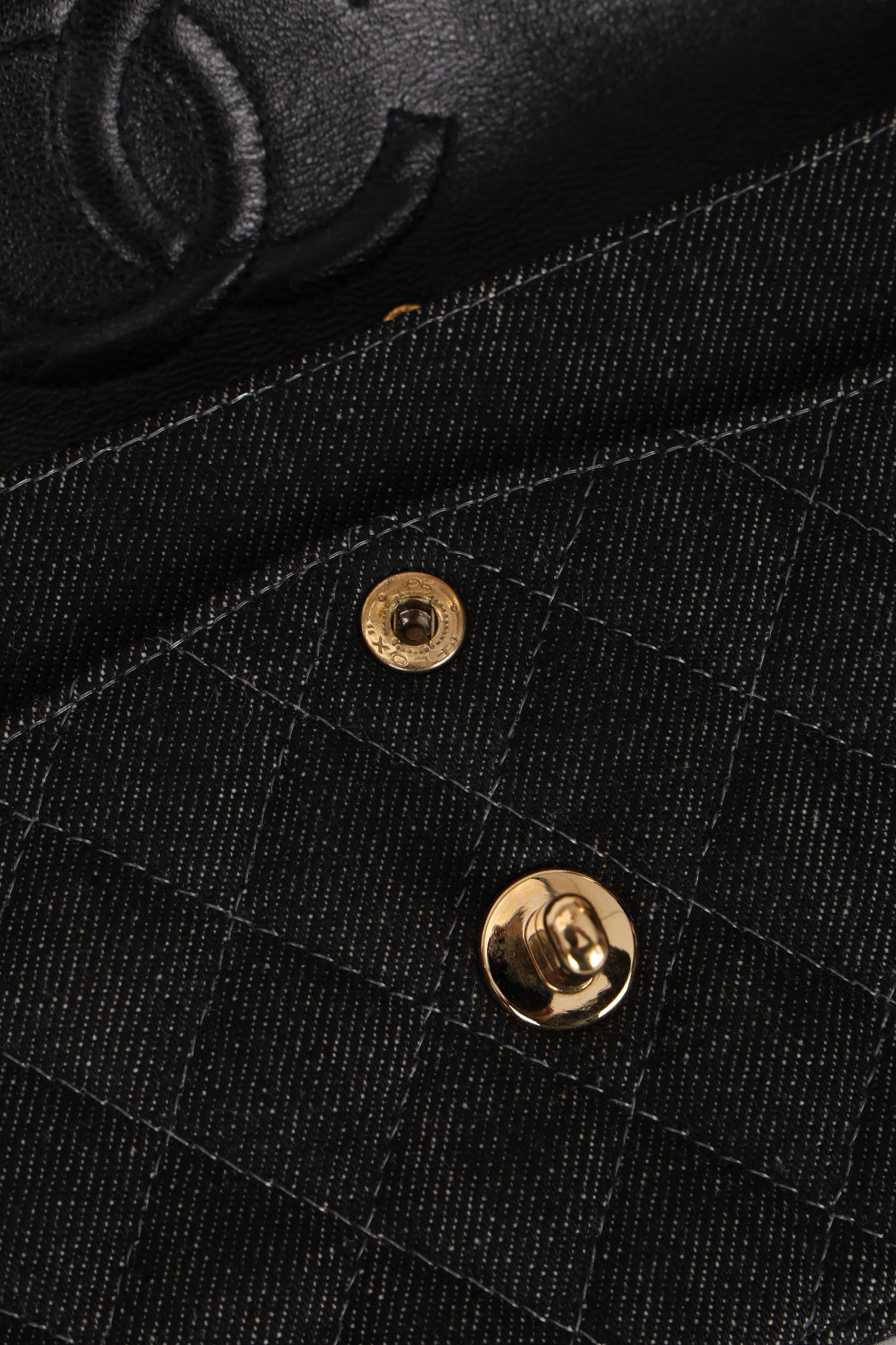 Ultra-Rare Chanel 1997 Black Denim Small Double Flap 24K GP - Image 12