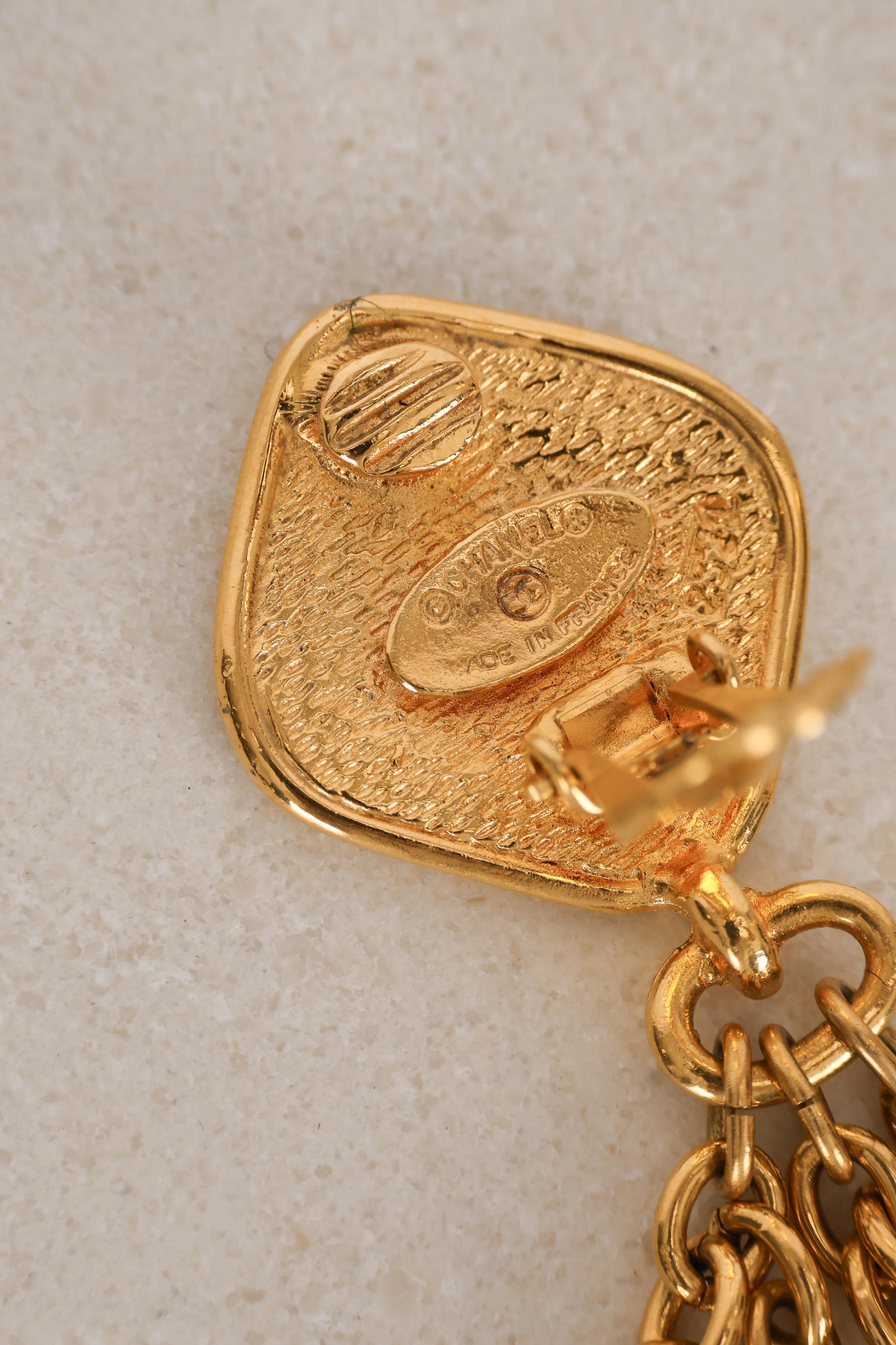 Chanel 1970s-1980s Letter Logo Drop Clip-On Earrings 24K GP - Image 5