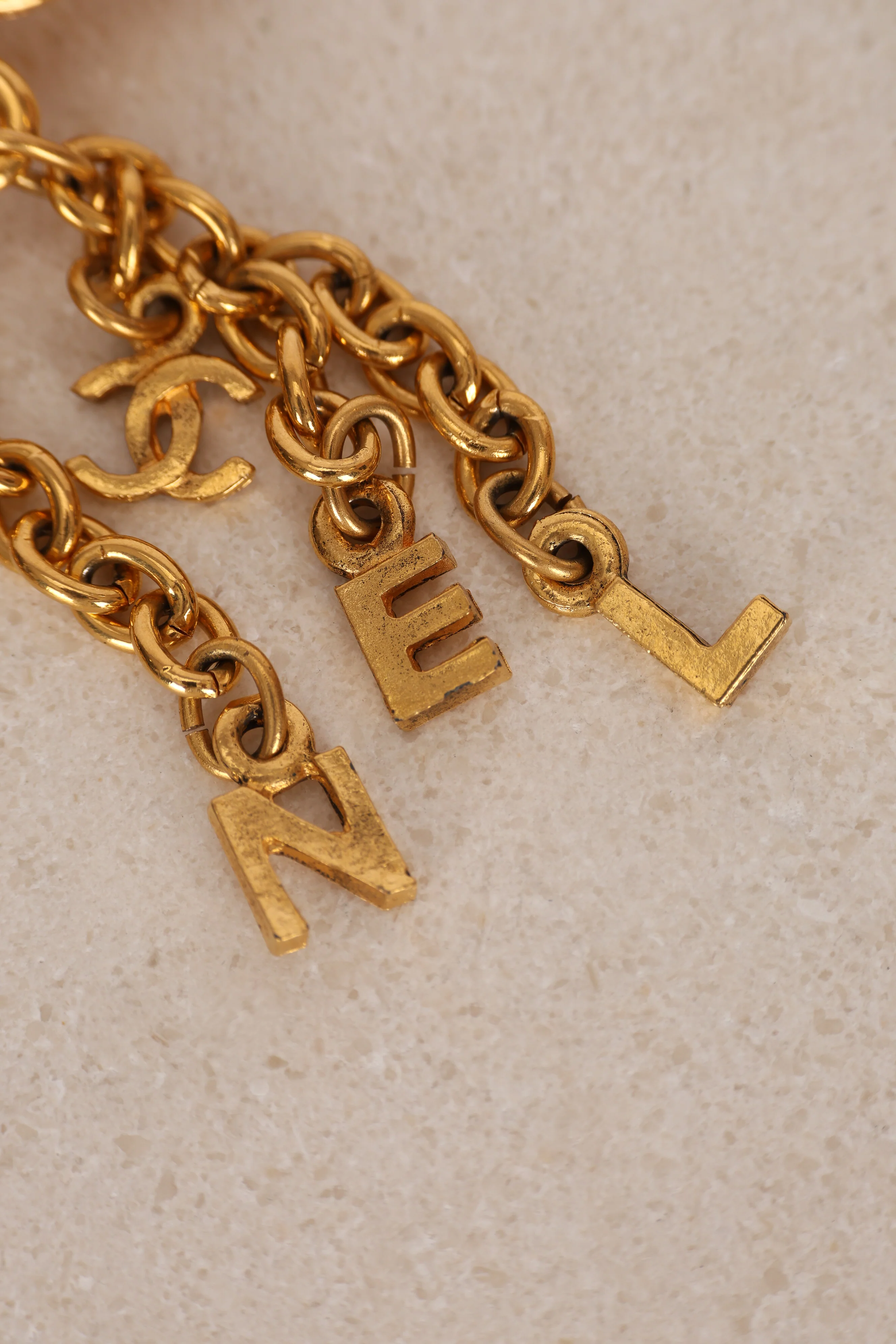 Chanel 1970s-1980s Letter Logo Drop Clip-On Earrings 24K GP - Image 7