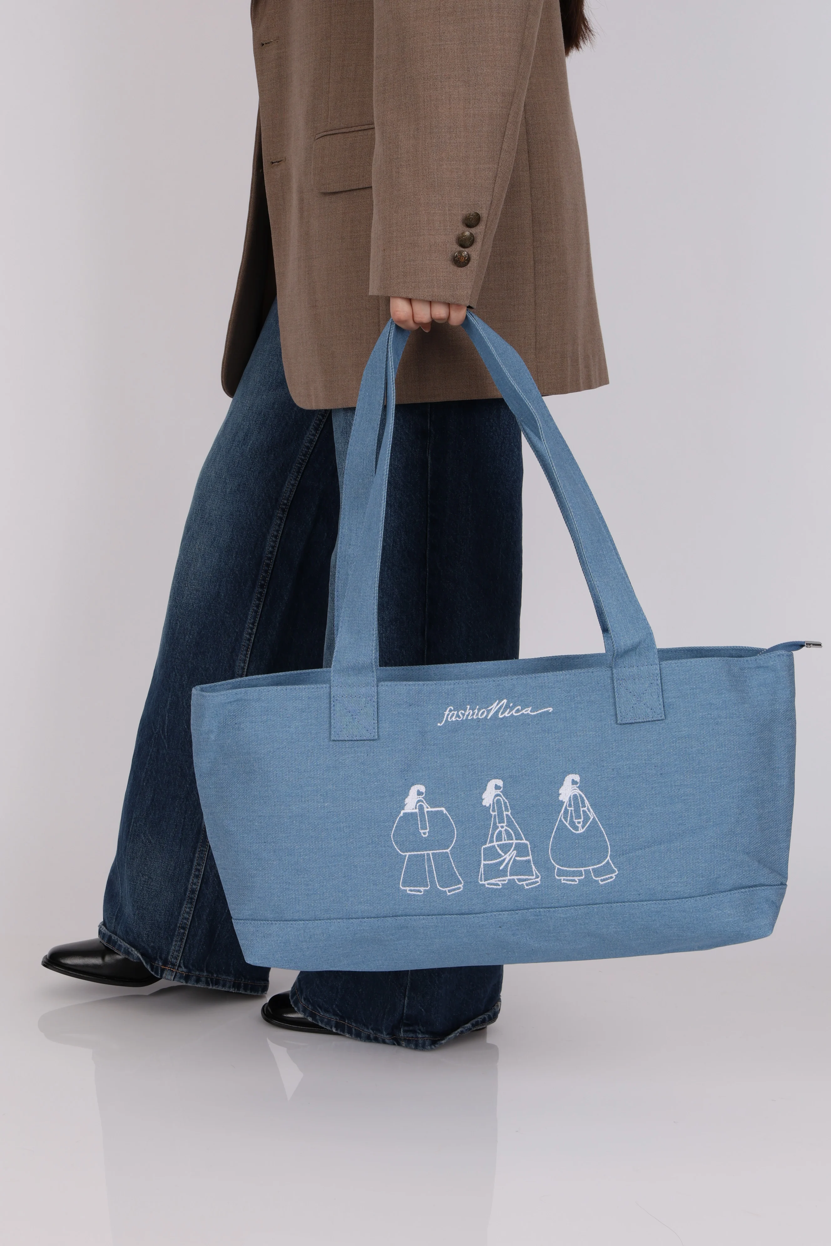 Exclusive FashioNica Fest Denim Zip East West Tote - Image 7