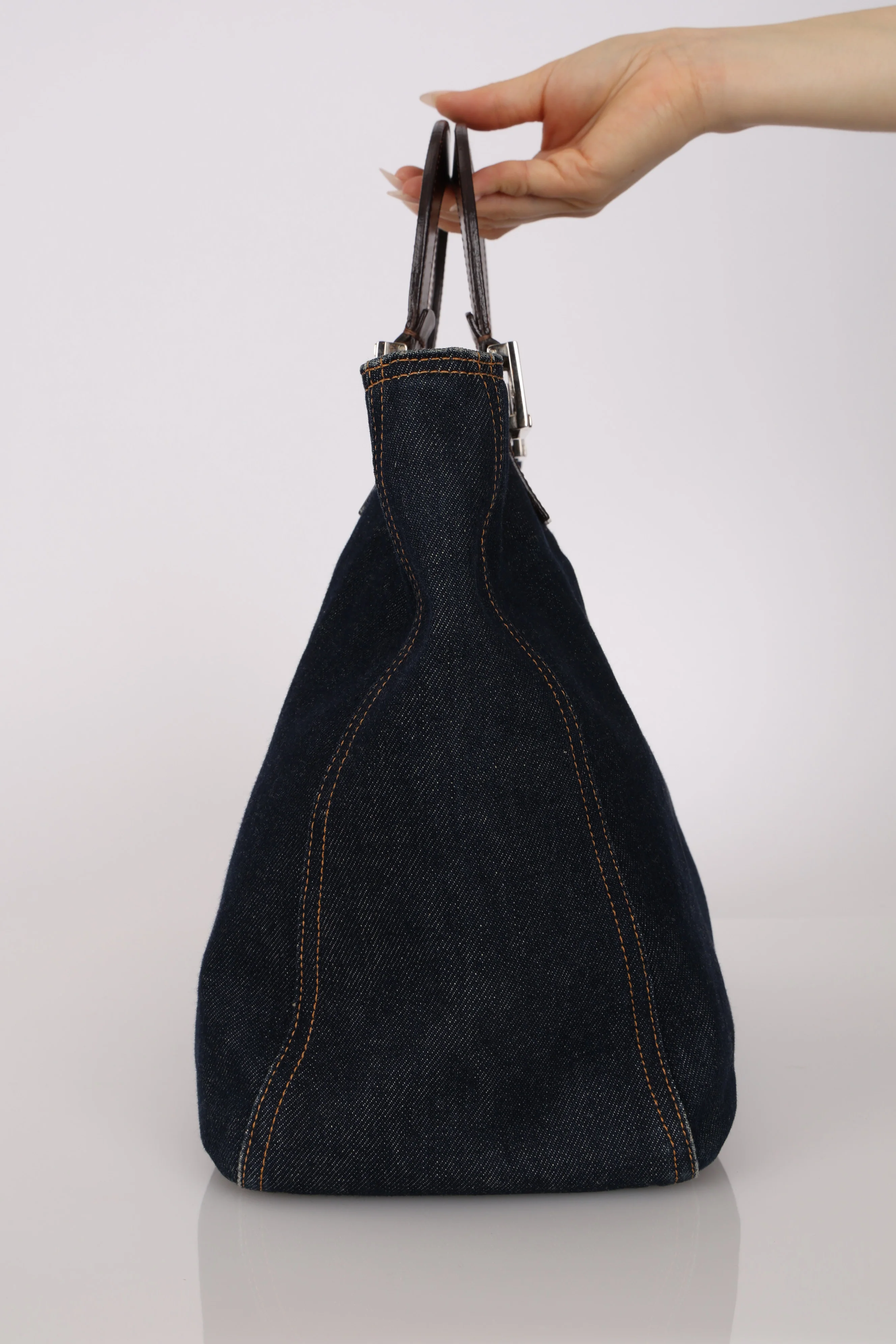 Fendi Denim Large Twin Tote - Image 7