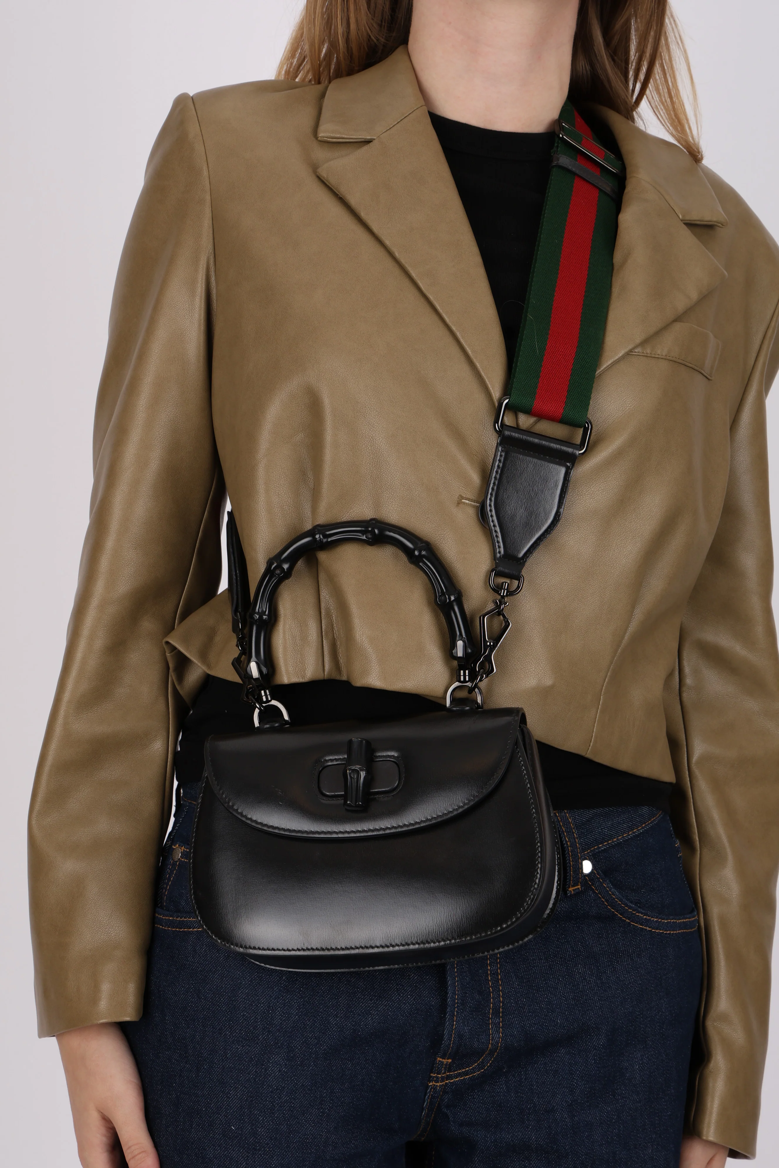 Limited Edition Gucci Dyana Lux Calfskin Monochrome Bamboo 1947 Mini Top Handle Bag - Image 11