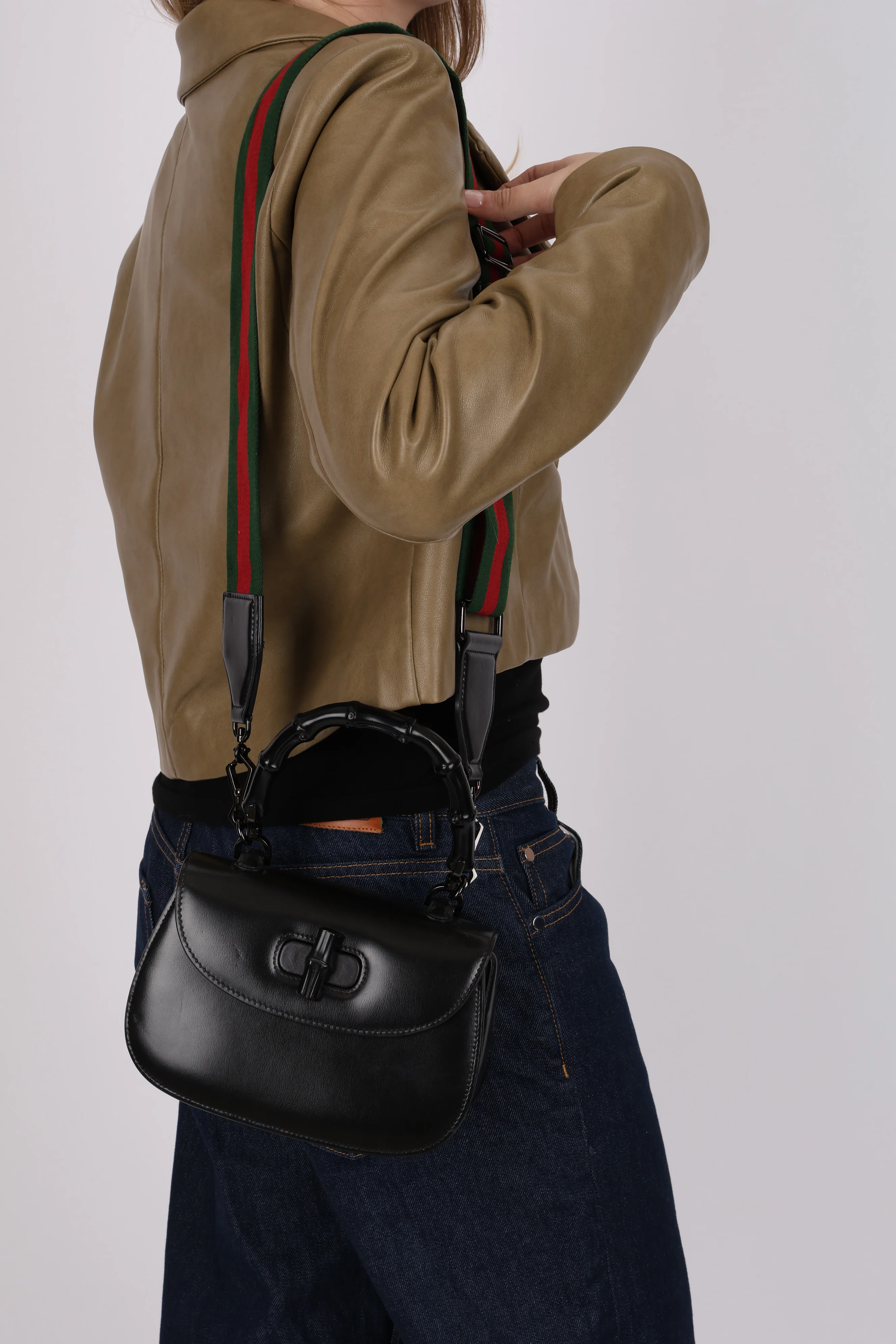 Limited Edition Gucci Dyana Lux Calfskin Monochrome Bamboo 1947 Mini Top Handle Bag - Image 12