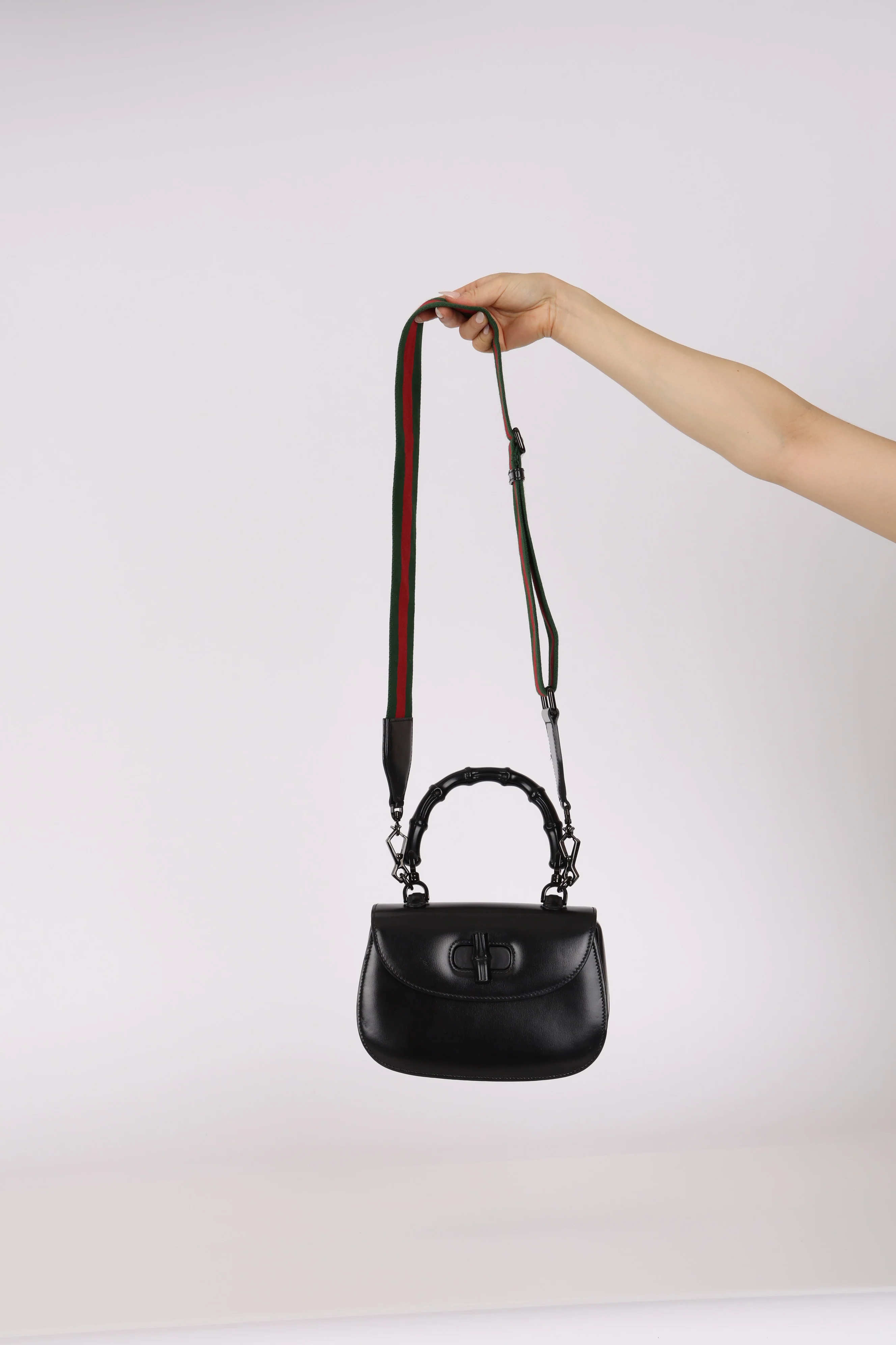 Limited Edition Gucci Dyana Lux Calfskin Monochrome Bamboo 1947 Mini Top Handle Bag - Image 3