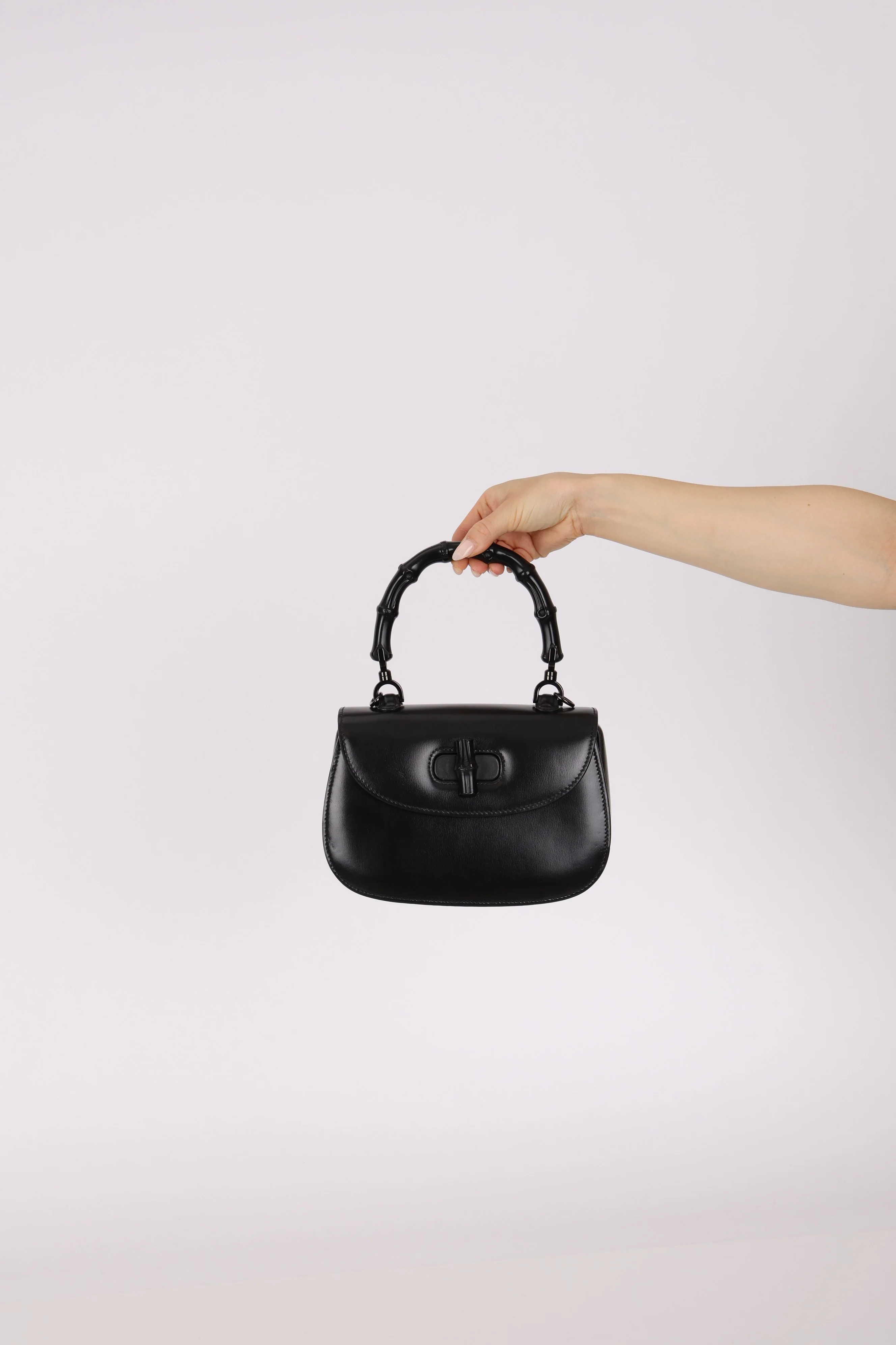 Limited Edition Gucci Dyana Lux Calfskin Monochrome Bamboo 1947 Mini Top Handle Bag - Image 4