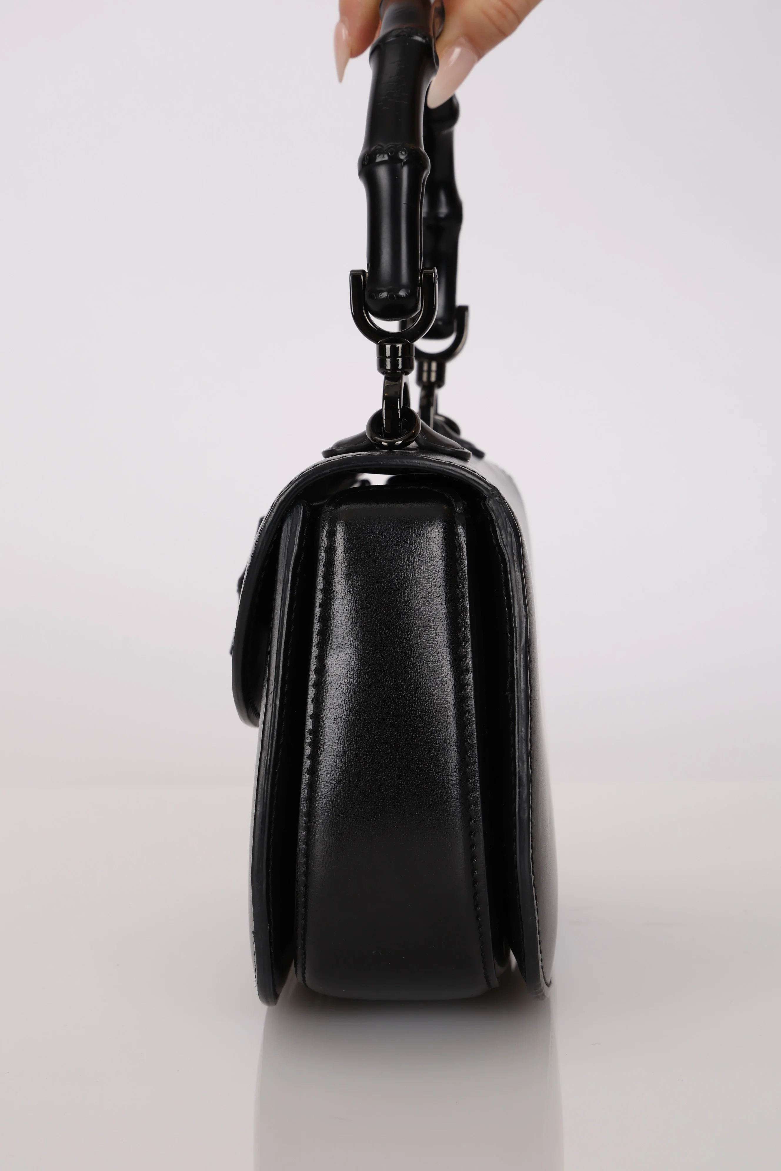 Limited Edition Gucci Dyana Lux Calfskin Monochrome Bamboo 1947 Mini Top Handle Bag - Image 7