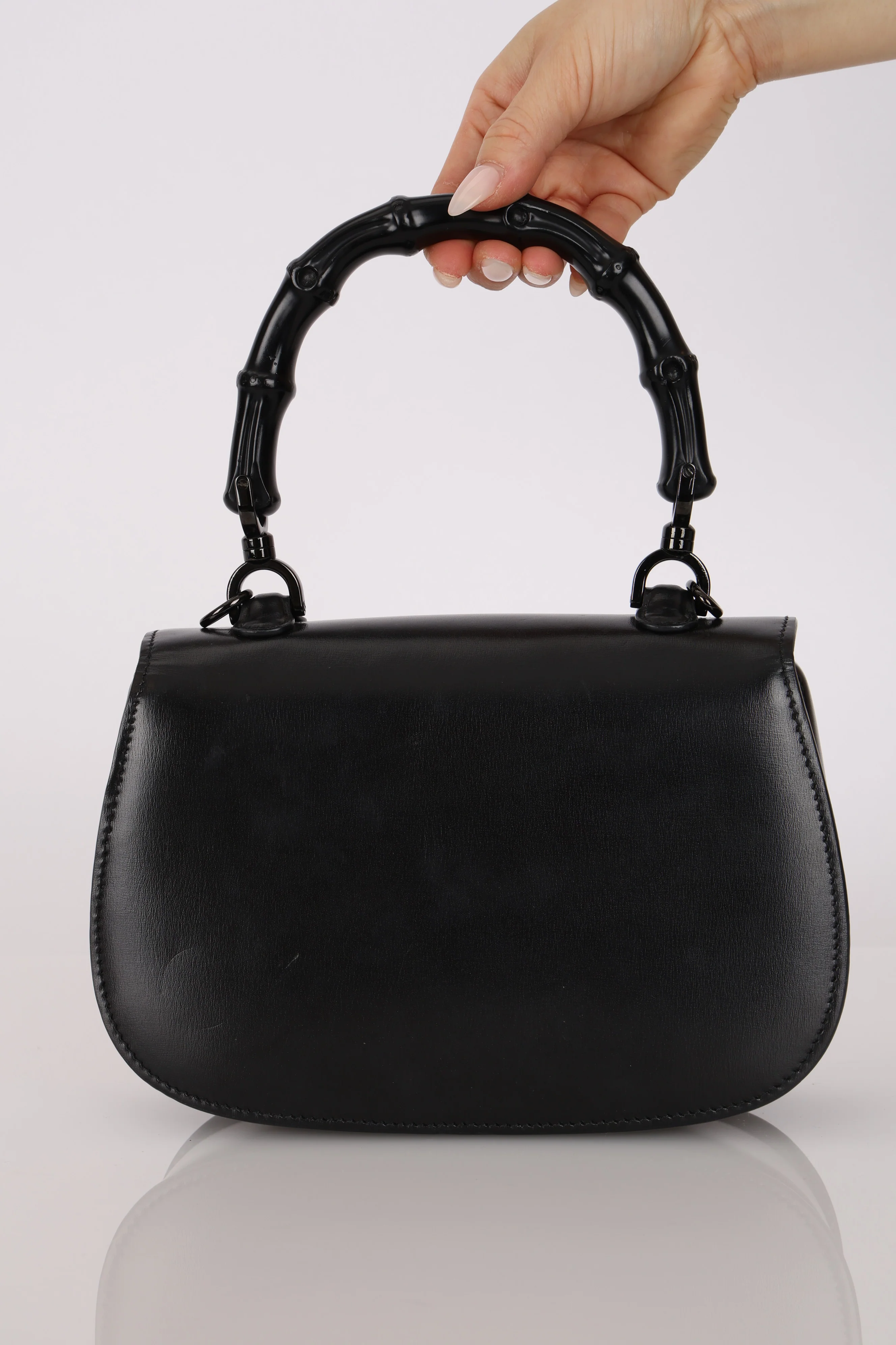 Limited Edition Gucci Dyana Lux Calfskin Monochrome Bamboo 1947 Mini Top Handle Bag - Image 8