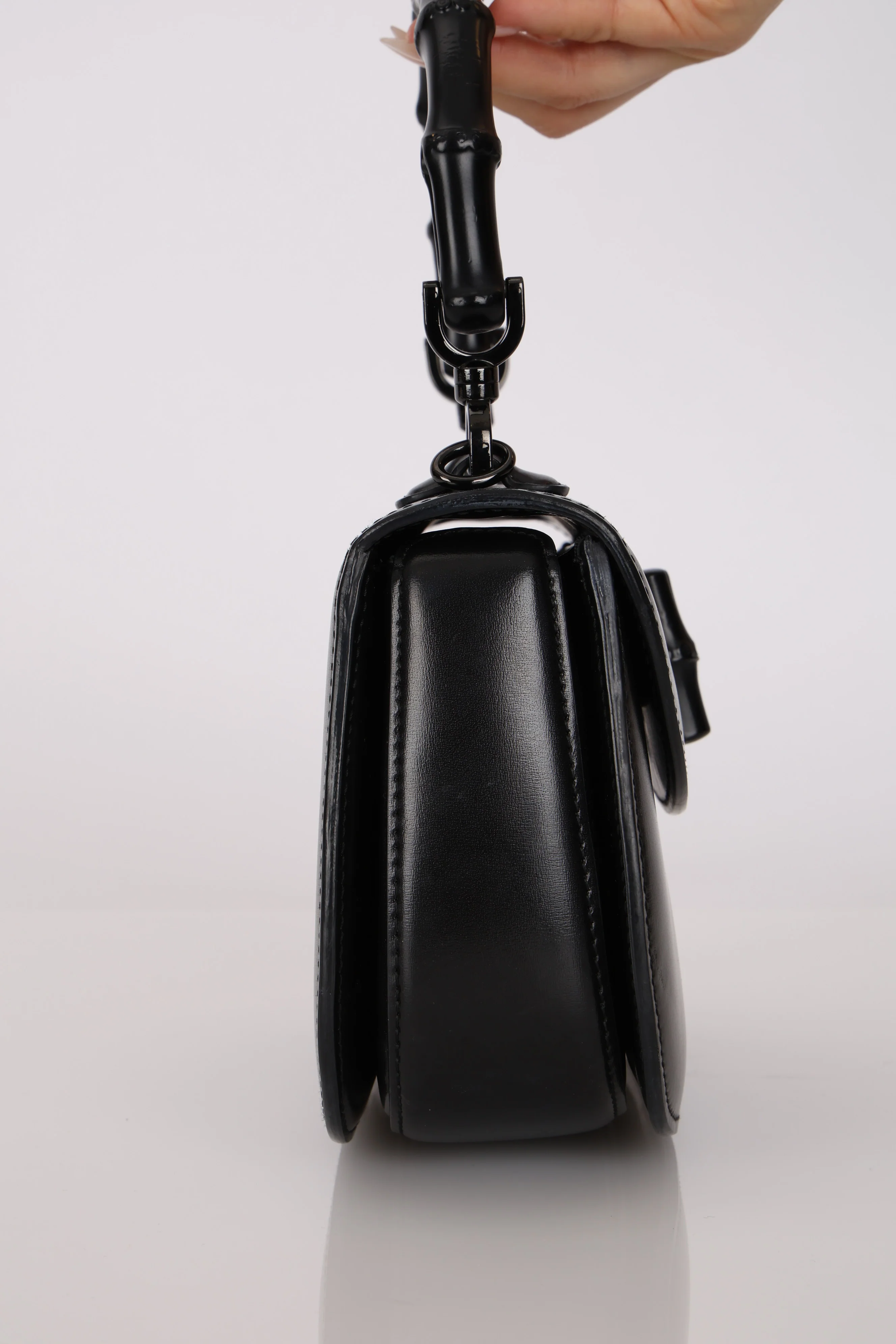 Limited Edition Gucci Dyana Lux Calfskin Monochrome Bamboo 1947 Mini Top Handle Bag - Image 9