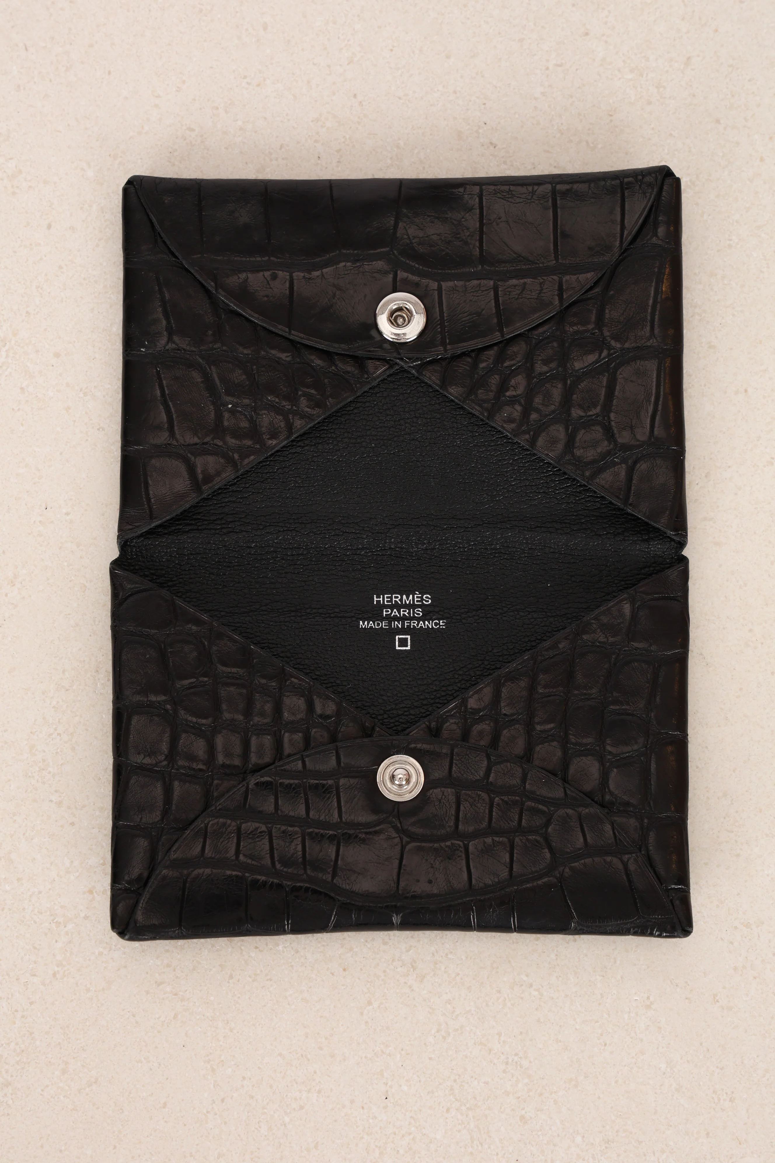 Hermès 2018 Noir Alligator Mississippiensis Calvi Card Case PHW - Image 3