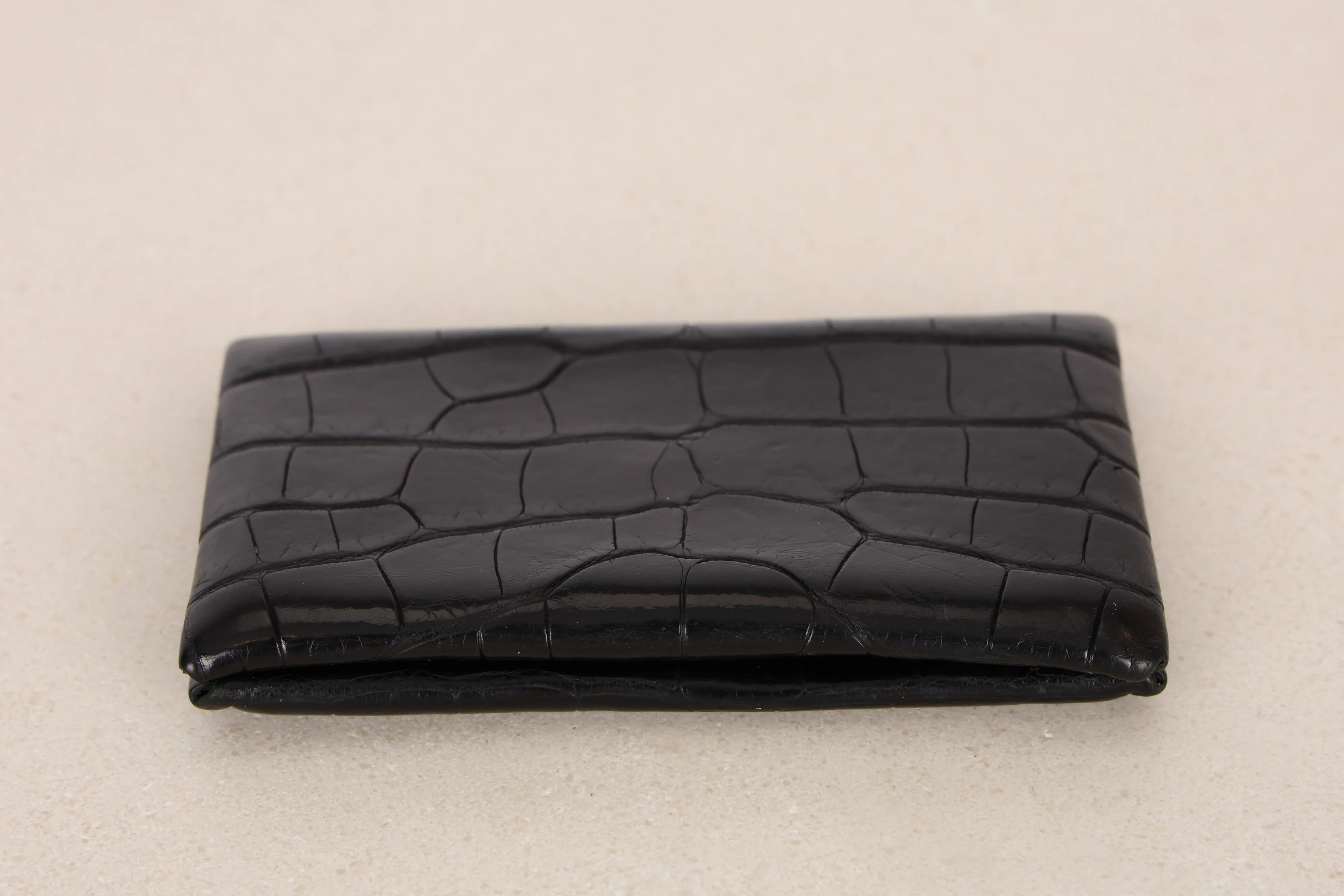 Hermès 2018 Noir Alligator Mississippiensis Calvi Card Case PHW - Image 9