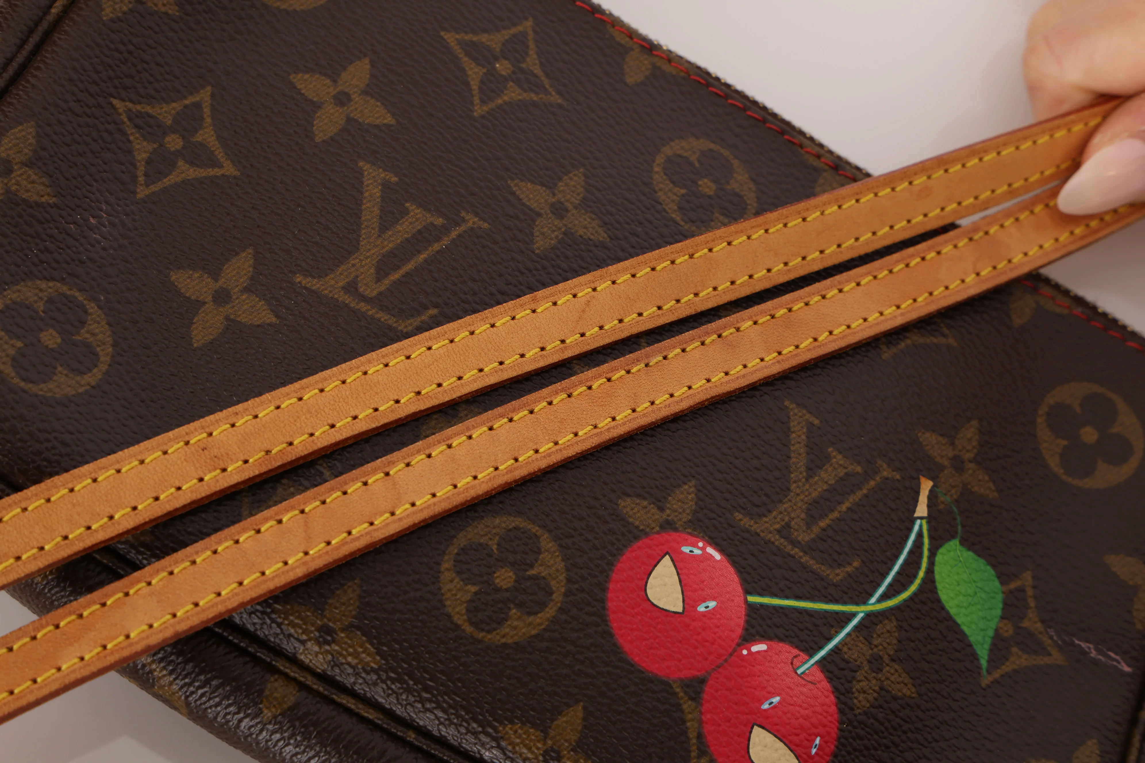 Limited Edition Louis Vuitton x Takashi Murakami 2005 Monogram Cerises Pochette Crossbody - Image 10