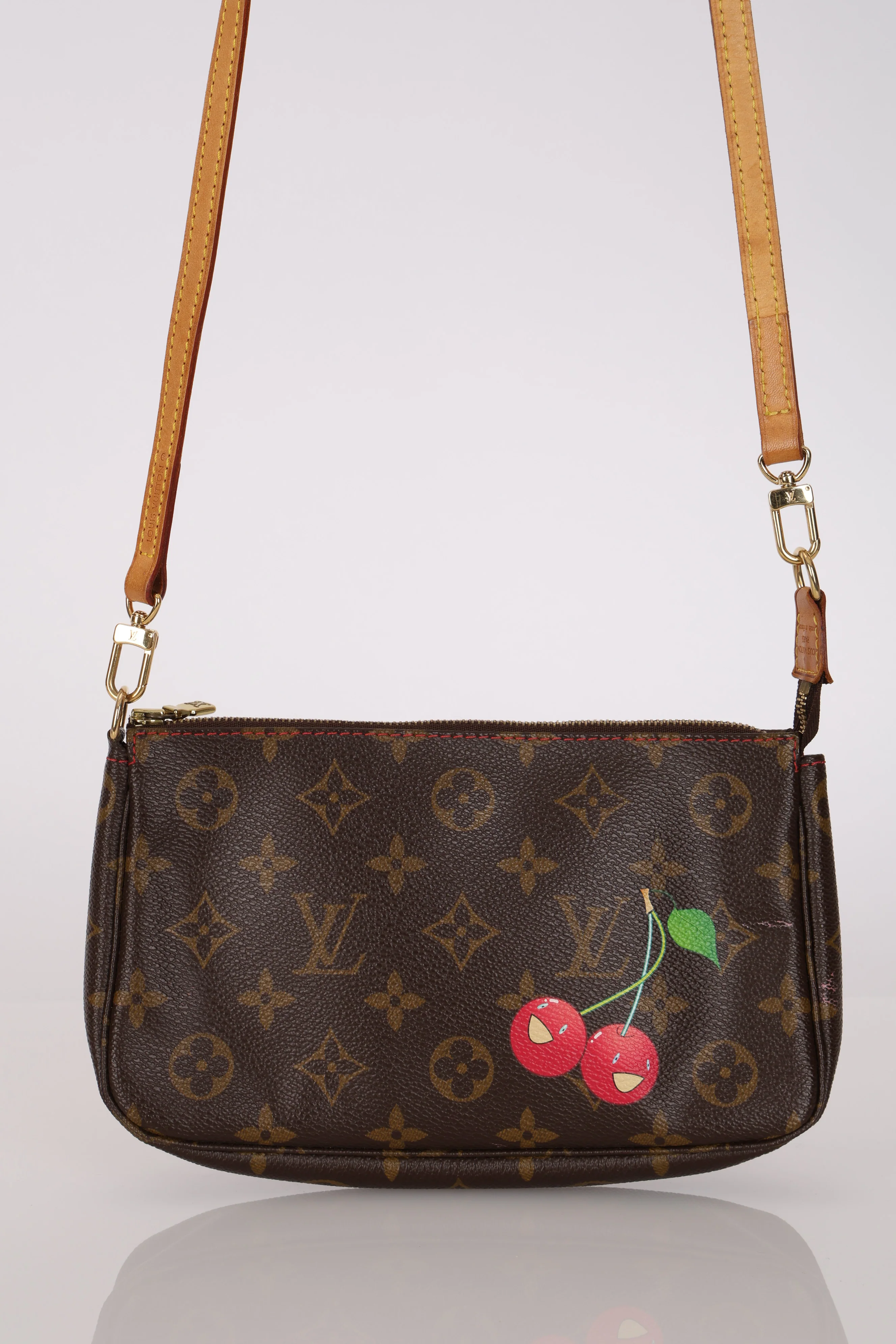 Limited Edition Louis Vuitton x Takashi Murakami 2005 Monogram Cerises Pochette Crossbody - Image 4