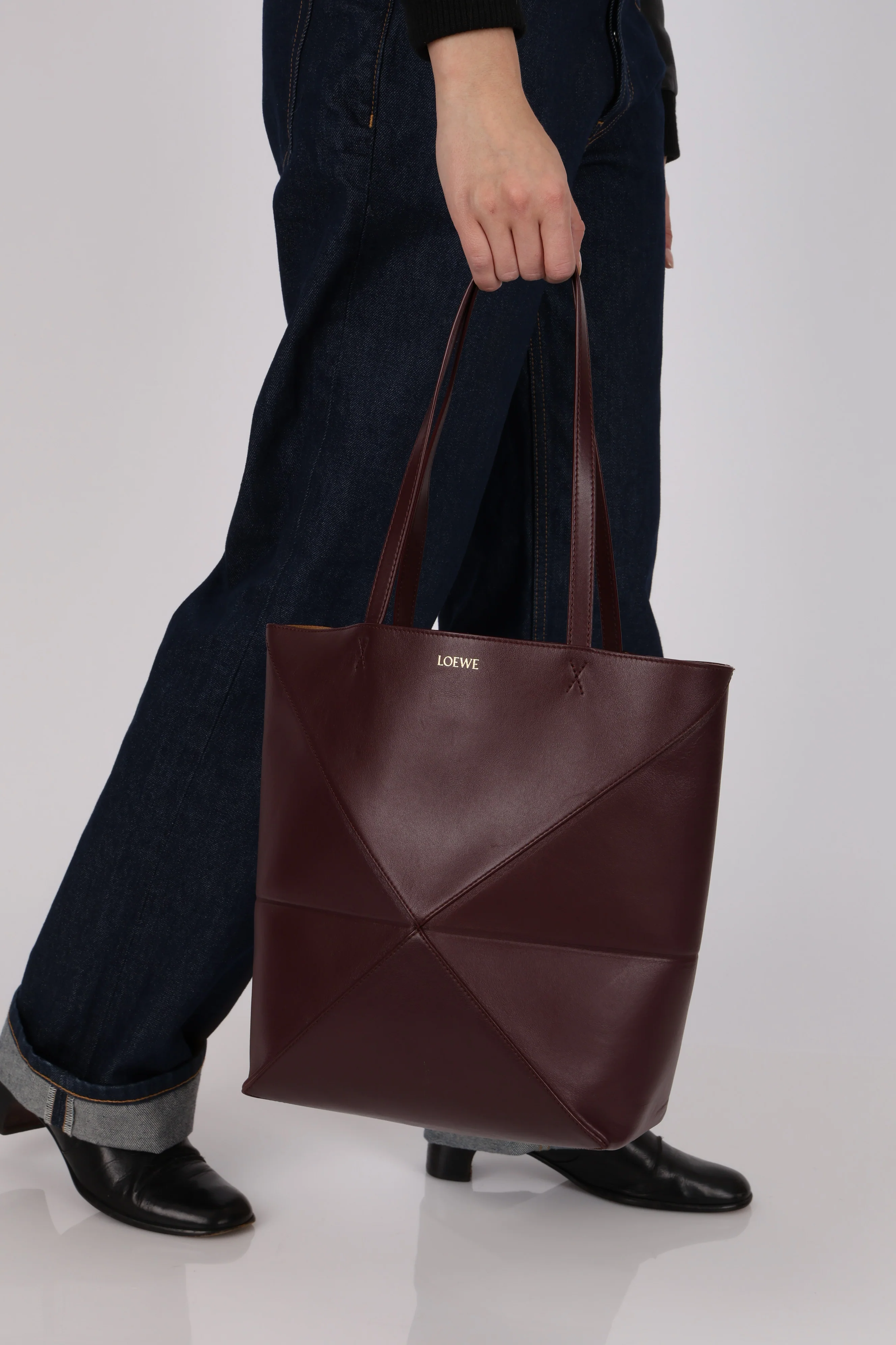 Loewe Bordeaux Medium Puzzle Fold Tote - Image 14