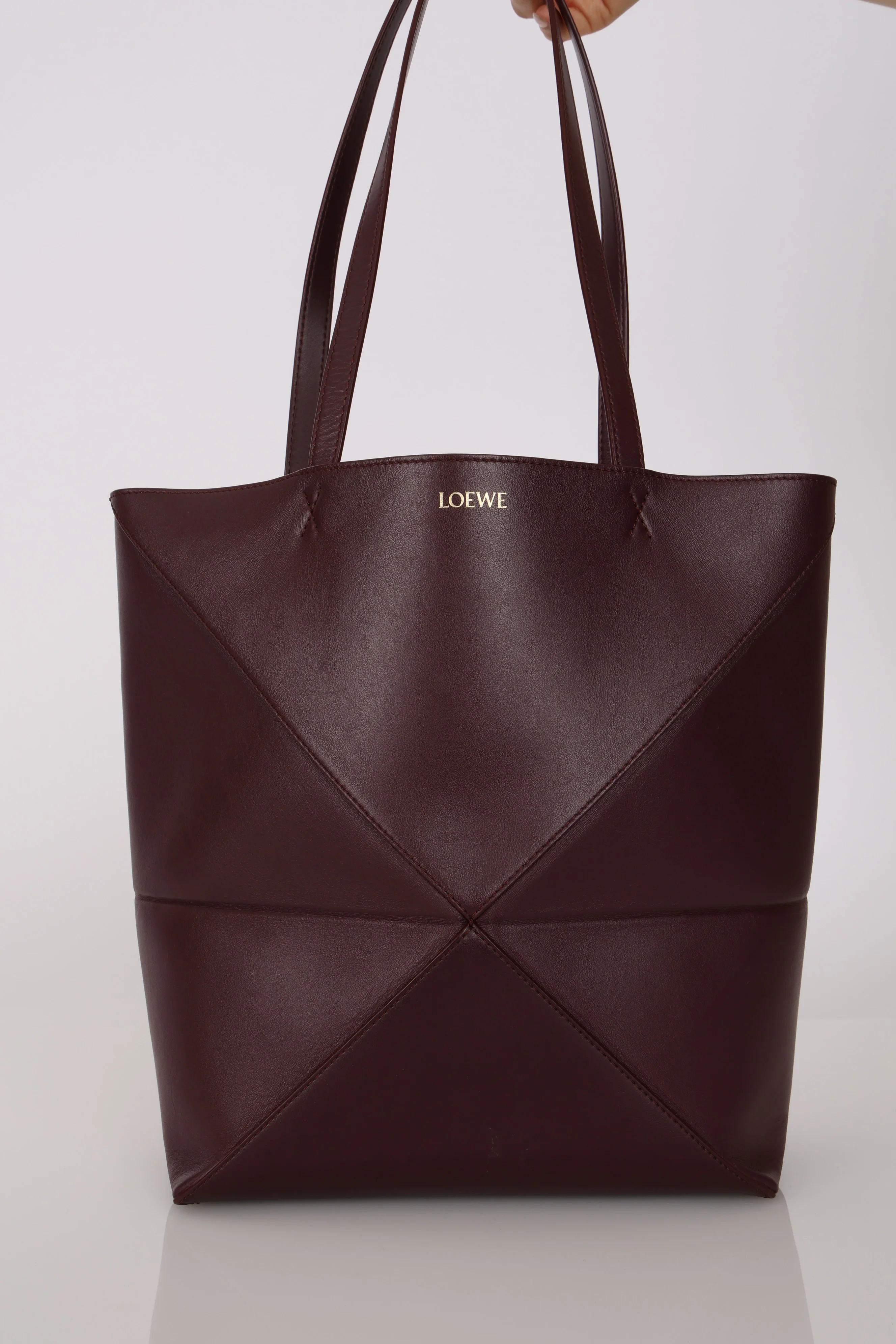 Loewe Bordeaux Medium Puzzle Fold Tote - Image 3