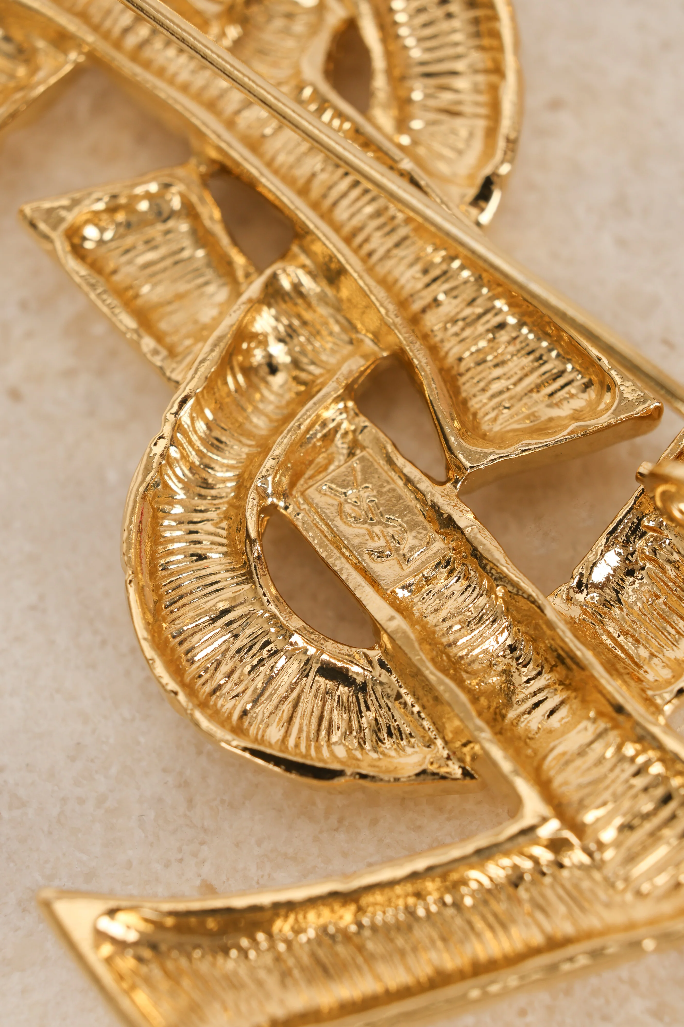 Saint Laurent Cassandra Logo Brooch - Image 3