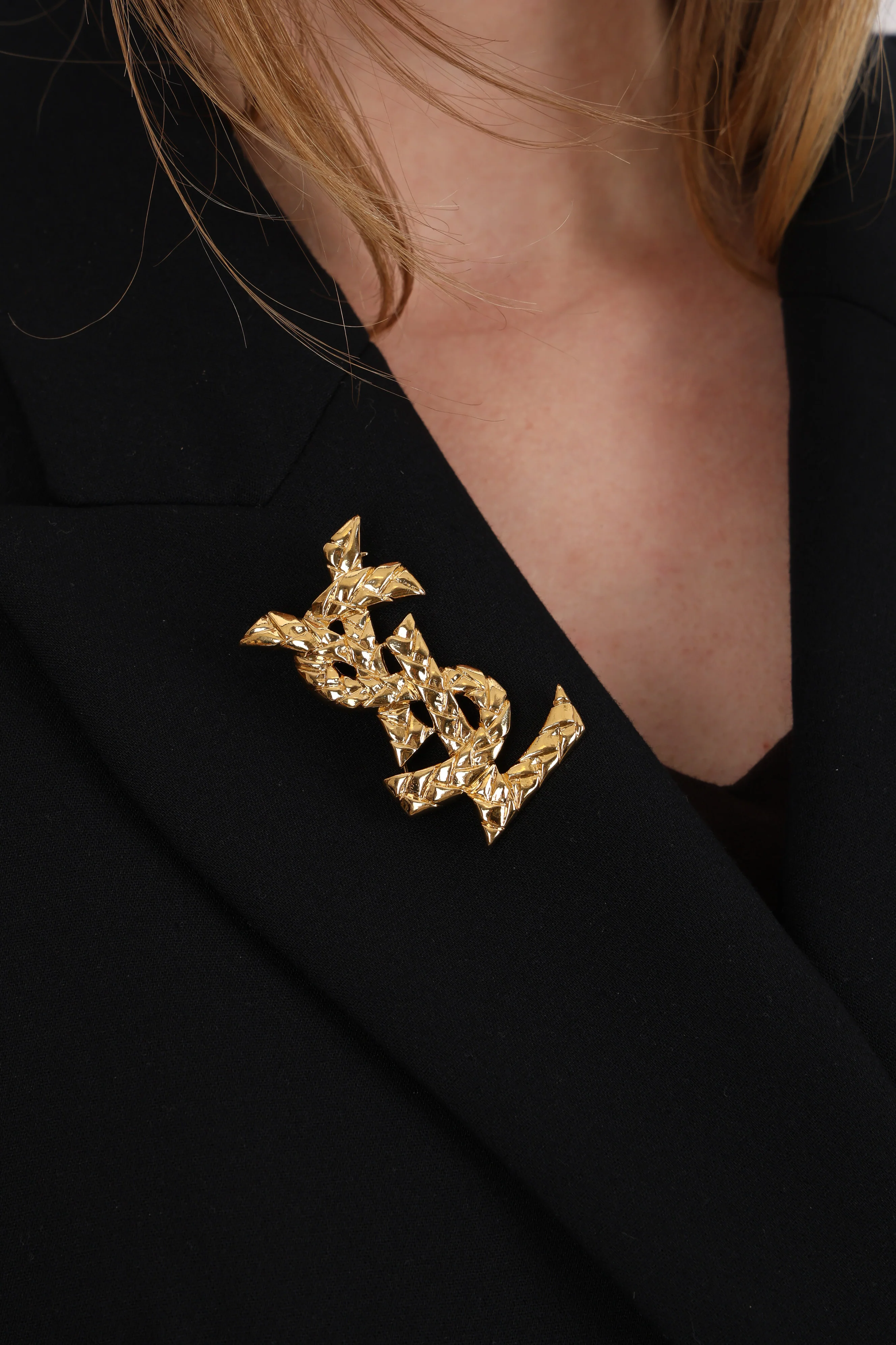 Saint Laurent Cassandra Logo Brooch - Image 4